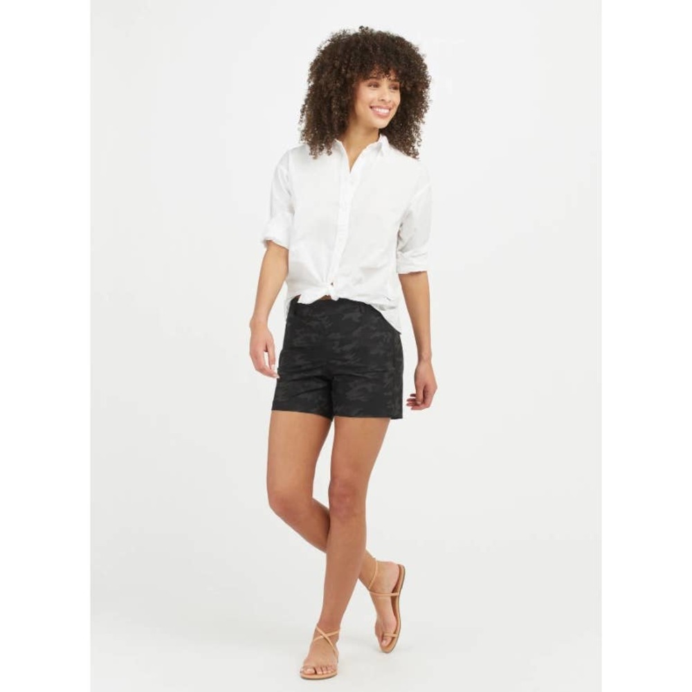 New Spanx Sunshine Shorts 6" In Black Camo UPF 50+ Quick Dry Outdoor Wear Sz.L